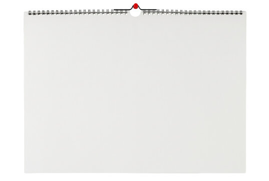 Blank White Spiral Bound Wall Calendar with Red Pin