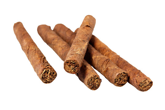 Hand Rolled Brown Tobacco Cigars Grouped Together