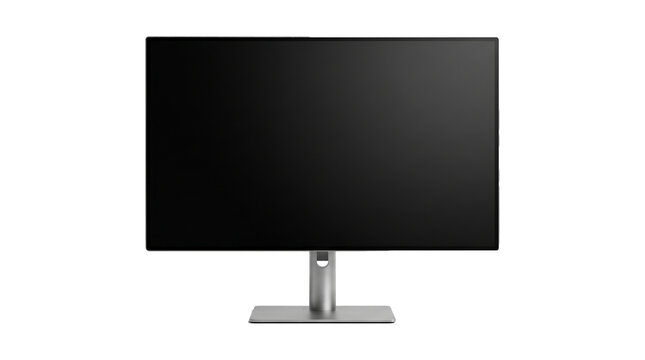 Sleek Black Computer Monitor With Stand Front View.