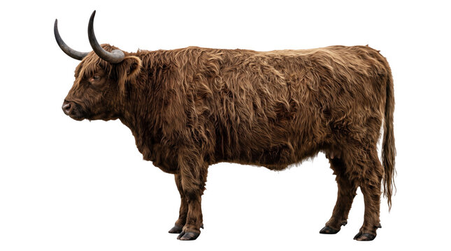 Shaggy Highland Cow Standing In Profile.