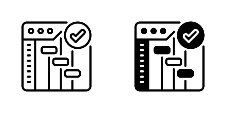 Gantt Chart Line Icon, Outline Symbol for Project Scheduling, Task Tracking, Timeline Planning, Deadline Management, and Workflow Coordination. Vector Sign Icon.