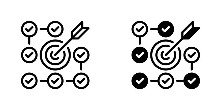 Goal Tracking Line Icon, Outline Symbol for Objective Monitoring, Progress Measurement, Performance Management, Target Planning, and Success Evaluation. Vector Sign Icon.