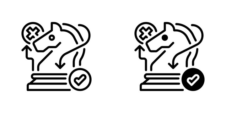 Strategy Chess Knight Line Icon, Outline Symbol for Strategic Thinking, Business Strategy, Competitive Planning, Decision Making, and Tactical Management. Vector Sign Icon.