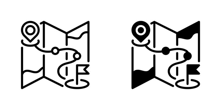 Strategy Map Line Icon, Outline Symbol for Business Strategy, Goal Planning, Strategic Direction, Organizational Alignment, and Performance Management. Vector Sign Icon.