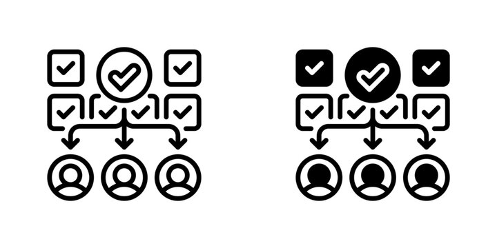 Task Assignment Line Icon, Outline Symbol for Work Delegation, Team Management, Project Coordination, Responsibility Planning, and Task Distribution. Vector Sign Icon.