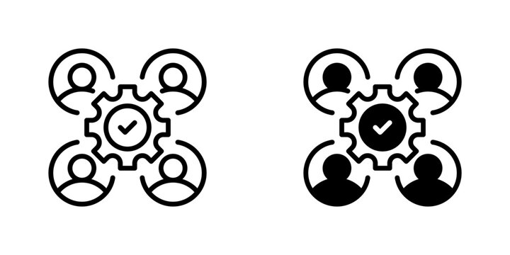 Team Collaboration Line Icon, Outline Symbol for Teamwork, Communication, Project Coordination, Group Planning, and Workplace Cooperation. Vector Sign Icon.
