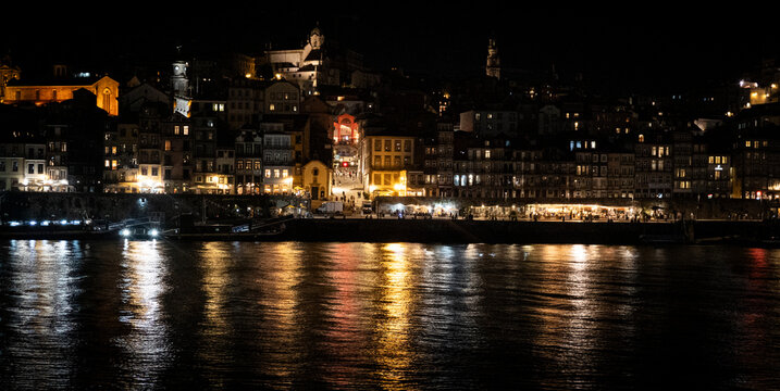 View of Porto from the other side of the River Douro, Vila Nova de Gaia, during the night