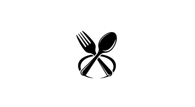 Minimalist Crossed Fork and Spoon Icon