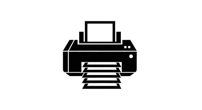 Simple Black Printer Icon Vector Illustration