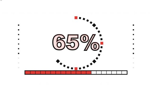 Percentage Counter Loading Bar 0 to 100 Percent Motion Graphic, Digital HUD Progress Gauge UI