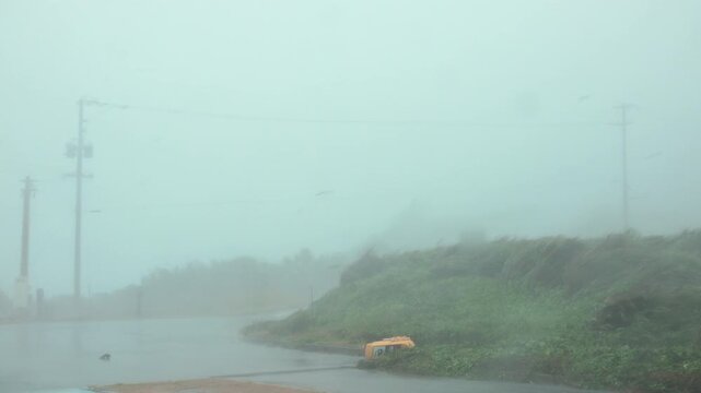 Powerful Winds And Sheets Of Rain Hit Coastal Area During Major Hurricane