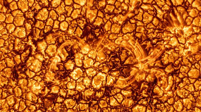 Solar chromosphere plasma granulation orange gold surface texture
