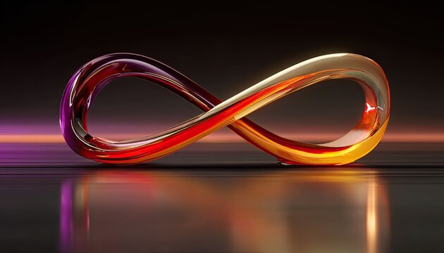 Infinity symbol, vibrant colors, glossy, 3D render