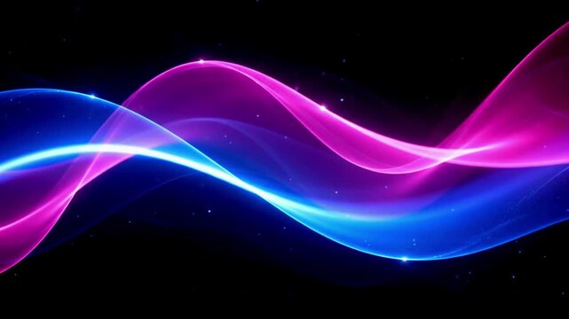 Abstract Neon Blue and Magenta Glowing Wave Loop Background