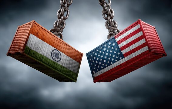 India-US trade tension depicted by containers
