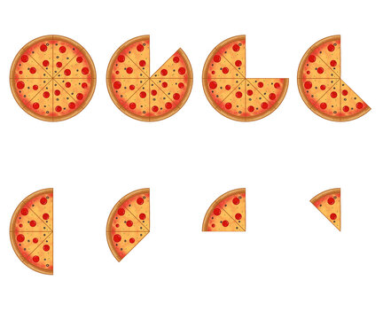 Pizza Portion Illustration Set with Different Sizes and Slices on png transparent