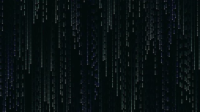 Digital Matrix Code Rain Falling on Dark Background