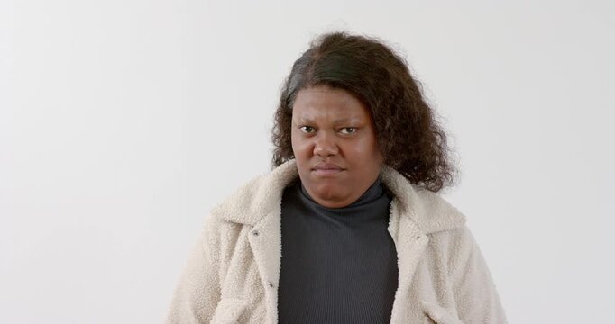 High speed photography for dynamic scenes, Making disgusted face, woman expressing displeasure in ca