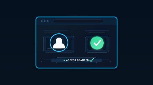 Digital Security Authentication Interface with Passwordless Passkey Login and Access Granted Notification