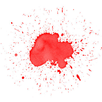 Red paint splash with dripping brush strokes