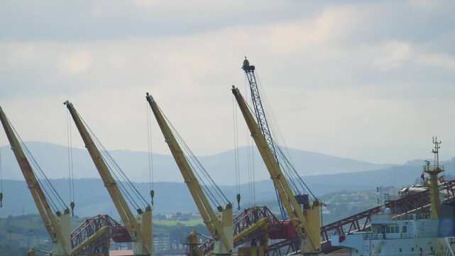 Cranes in Port of Santander used for Loading and Unloading Shipping Containers.