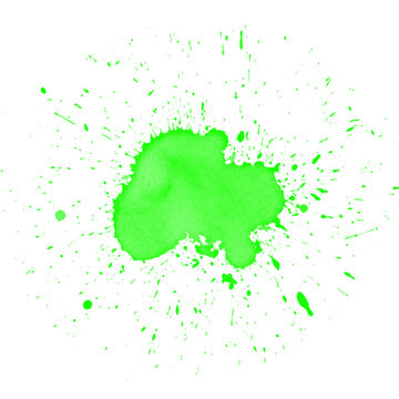 Green paint splash with dripping brush strokes