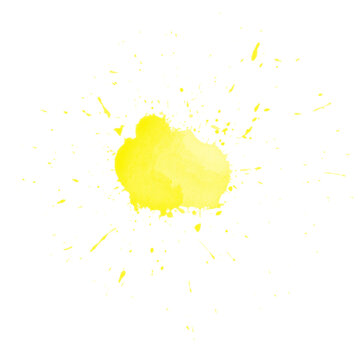 Yellow paint splash with dripping brush  grunge texture 
