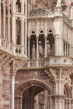 Neogothic architecture in Comillas. Sobrellano palace. Cantabria, Spain