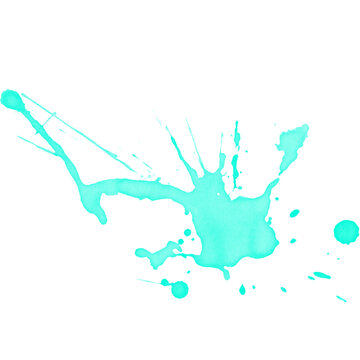 Blue  paint splash with dripping brush  grunge texture 