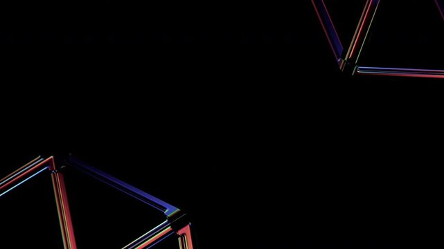 Abstract rotating glass iridescent structures, 4k seamless loop 3d animation