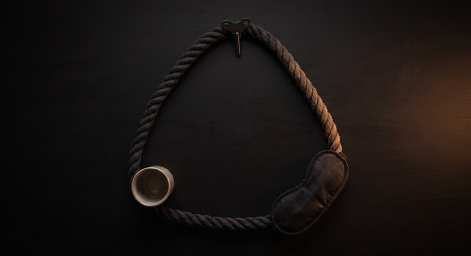 Rope Loop on Dark Background with Moody Light and Symbolic Tension
