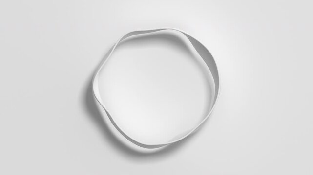 Abstract white background with wavy circle and shadow on the wall, 4k seamless loop 3d animation