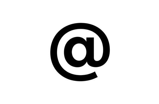Minimalist black at sign or email symbol isolated on white background