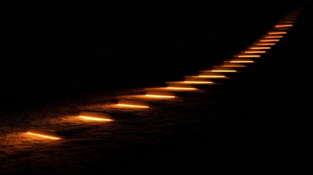 A glowing path rises through darkness with smaller dips along the way, illustrating the journey of progress and resilience.