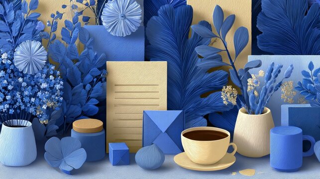blue geometric vector background with flat 2d design illustrating online comments about kindness and good deeds on short videos, modern internet concept