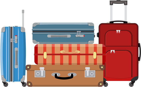 Travel suitcases stacked