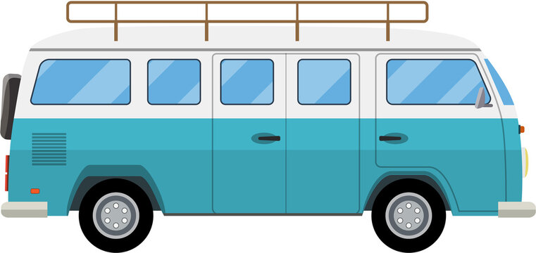Retro travel van icon.
