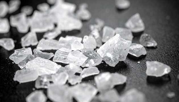 Crystal Methamphetamine Close-Up: A detailed macro shot reveals the stark, crystalline structure of methamphetamine, highlighting the dangerous and destructive nature of illicit drugs.