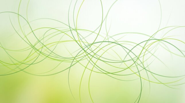 Abstract eco green wavy curved lines and overlapping circles pattern on soft light background