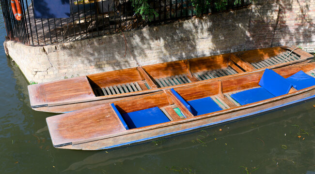 Traditional Punting Boats on Waterway