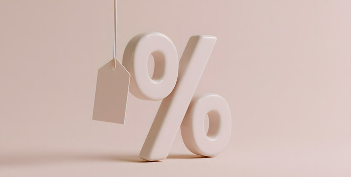 Design a template with a 3D percentage symbol on it and a place for text