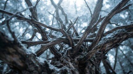 Obraz premium Bare tree branches in winter
