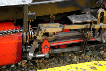 Close-Up of Steam Locomotive Valve Gear Mechanism Undercarriage © Izanbar photos