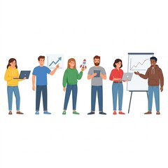 Obraz premium Startup Team Characters Set 6 Entrepreneurs