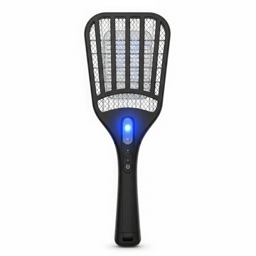 Black Electric Fly Swatter Mosquito Zapper on White Background
