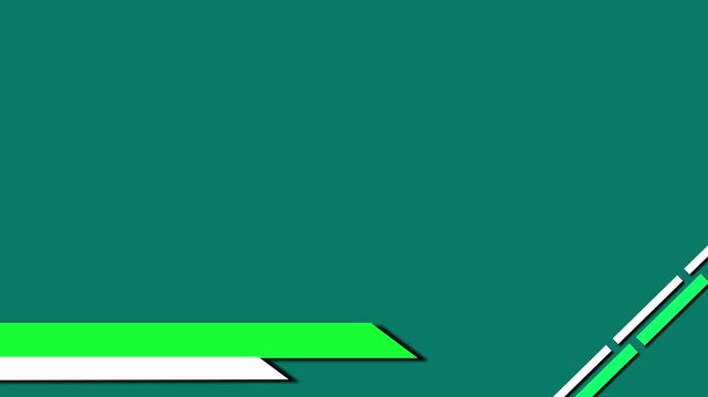 Geometric graphic elements animation animates across a teal plane. Minimalist green and white vector layers define these elements. Modern abstract technology motion fills the graphic elements.