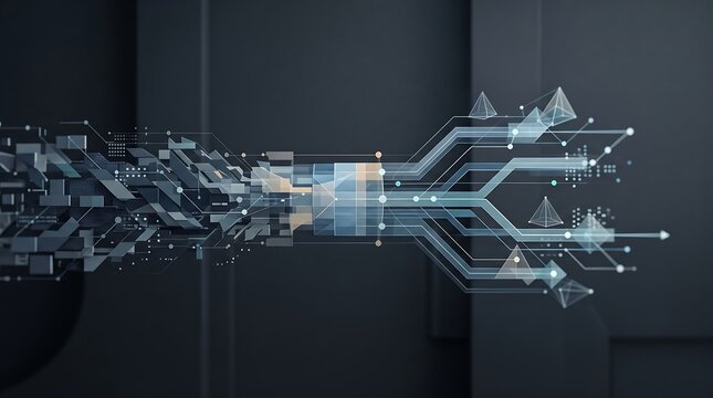 Abstract technology background with digital data flow and futuristic circuit network