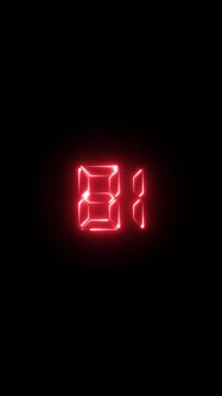Glowing red digital countdown timer number 81 on black background