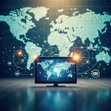 global network connection on computer screen