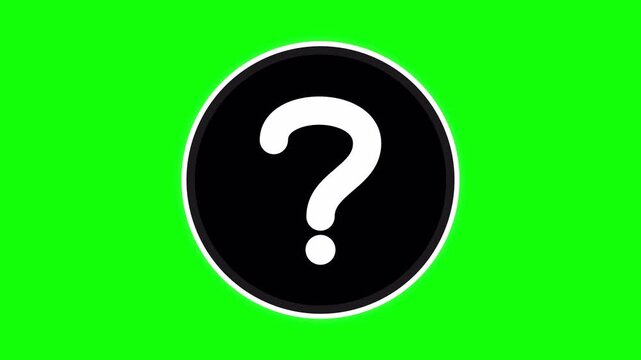 White question mark icon inside a black circle on a vibrant green background.